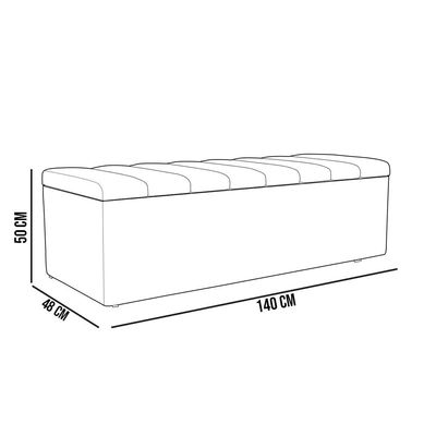 Kit Cabeceira Cama Box Casal 140cm e Calçadeira Recamier Baú Dália W01 Linho Bege - Lyam Decor