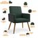 Poltrona Decorativa Maria W01 Pés Palito Linho Verde Musgo Couríssimo Preto - Lyam Decor
