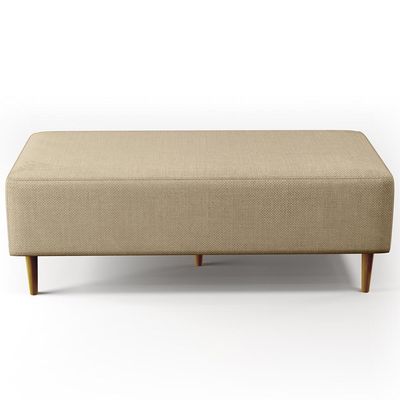 Puff Decorativo Sala de Estar Bali W01 Pés Palito 120x50 cm Linho Bege Escuro - Lyam Decor