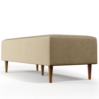 Puff Decorativo Sala de Estar Bali W01 Pés Palito 120x50 cm Linho Bege Escuro - Lyam Decor