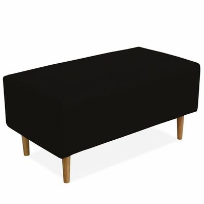 Puff Decorativo Sala de Estar Cléo W01 Pés Palito 90 cm Suede Preto - Lyam Decor