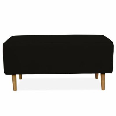 Puff Decorativo Sala de Estar Cléo W01 Pés Palito 90 cm Suede Preto - Lyam Decor