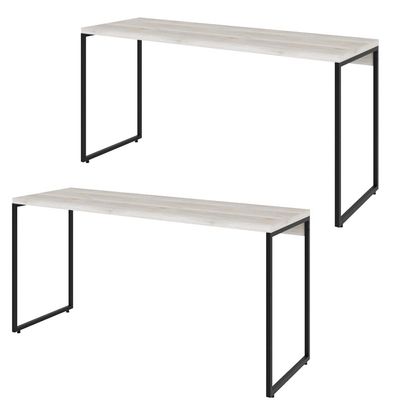 Kit 02 Mesas Para Escritório e Home Office Industrial Aspen 150 cm C01 Snow - Lyam Decor
