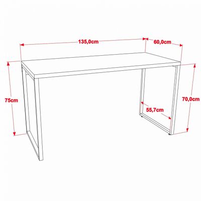 Kit 02 Mesas Para Escritório Home Office Estilo Industrial Form C01 135 cm Carvalho - Lyam Decor