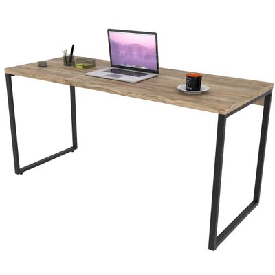 Kit 02 Mesas Para Escritório Home Office Estilo Industrial Form C01 150 cm Carvalho - Lyam Decor