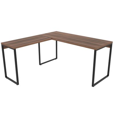 Kit 2 Mesas Para Escritório Home Office Estilo Industrial em L Form C01 150x150cm Nogal - Lyam Decor