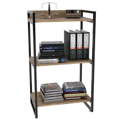 Kit Mesa Para Escritório com Estante Office Estilo Industrial Form C01 120 cm Carvalho - Lyam Decor