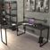 Kit Mesa Para Escritório Industrial em L com 2 Estantes com 5 Prateleiras Form Preto - Lyam Decor