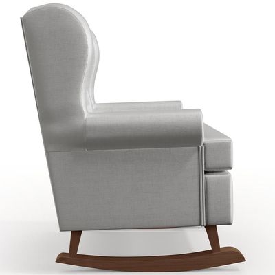 Poltrona De Amamentação Com Balanço Malu Base De Madeira P02 Facto Cinza Metalizado - Lyam Decor
