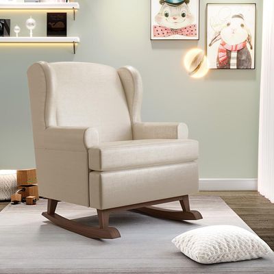 Kit 2 Poltronas Amamentação Com Balanço Malu Base Madeira P02 Facto Pérola Metalizado - Lyam Decor