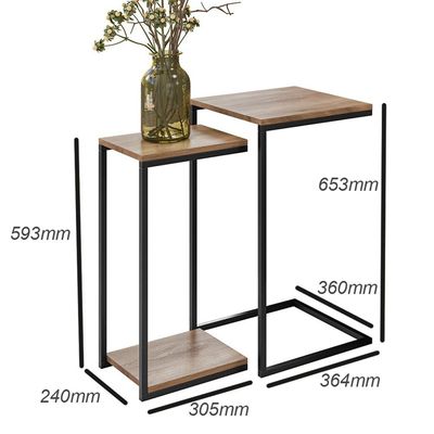 Kit Mesas Laterais Decorativas Industrial D01 Design Demolição - Lyam Decor