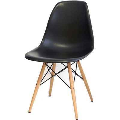 Kit 02 Cadeiras Decorativas Eiffel Charles Eames F03 Preto com Pés de Madeira - Lyam Decor