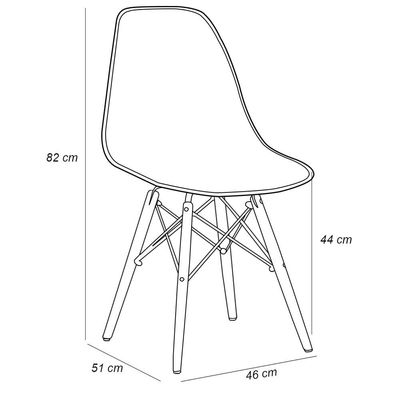 Kit 02 Cadeiras Decorativas Eiffel Charles Eames F03 Preto com Pés de Madeira - Lyam Decor