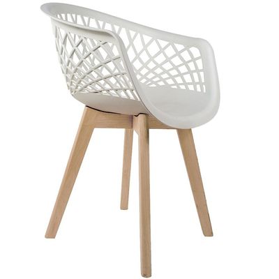 Kit 02 Cadeiras Decorativas Para Sala de Jantar Madri Com Base de Madeira E01 Branco - Lyam Decor