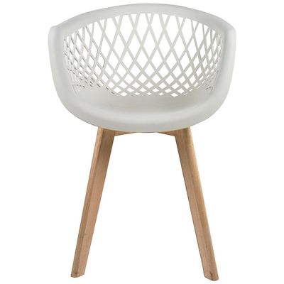 Kit 02 Cadeiras Decorativas Para Sala de Jantar Madri Com Base de Madeira E01 Branco - Lyam Decor