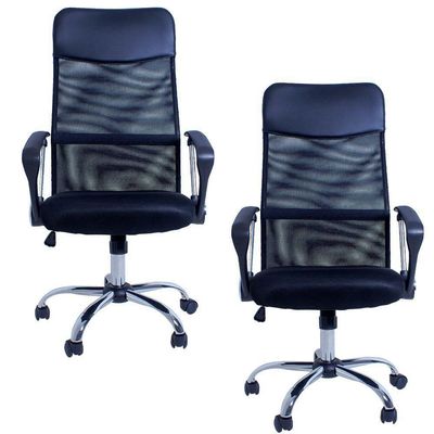 Kit 02 Cadeiras Giratórias Para Escritório Excellence Office F03 Preto- Lyam Decor