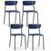 Kit 04 Cadeiras Fixa Base Preta Empilhável Bit F02 Azul Marinho - Lyam Decor