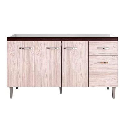 Balcão Cozinha Gabriela 3 Porta 150cm S-t Ajl Castanho Avelã