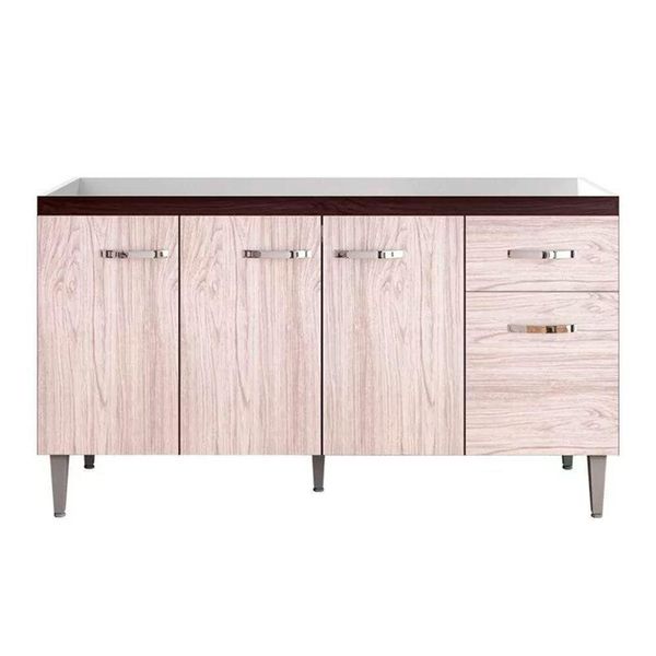 Balcão Cozinha Gabriela 3 Porta 150cm S-t Ajl Castanho Avelã