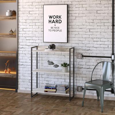 Estante Multiuso Para Escritório Industrial 03 Prateleiras Areta 104x80cm C01 Snow - Lyam Decor