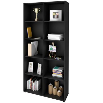 Kit 02 Estantes Multiuso com 10 Nichos Clean A02 187x90 Preto - Lyam Decor