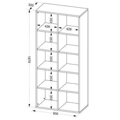 Kit 02 Estantes Multiuso com 10 Nichos Clean A02 187x90 Preto - Lyam Decor