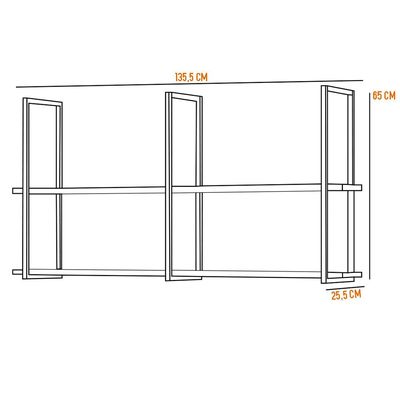 Kit 02 Prateleiras Decorativas Industrial Multiuso 135cm Design D01 Preto - Lyam Decor
