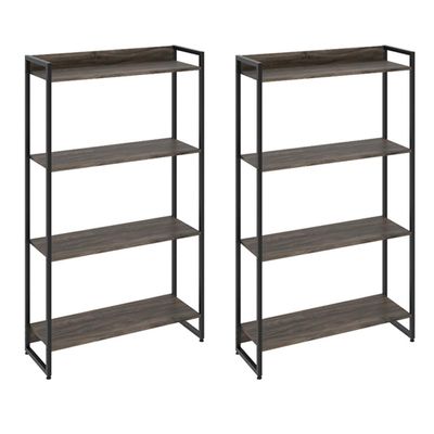 Kit 2 Estantes Multiuso Industrial 4 Prateleiras Areta 145x80cm C01 Carvalho Dark - Lyam Decor