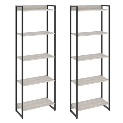 Kit 2 Estantes Multiuso Escritório Industrial 5 Prateleiras Areta 186x60cm C01 Snow - Lyam Decor