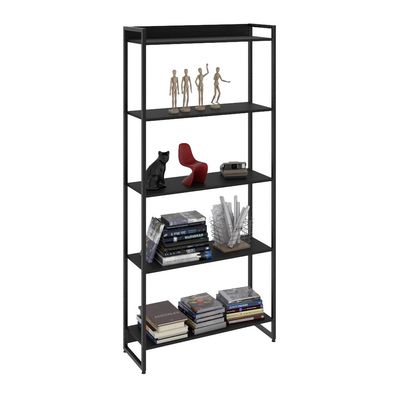 Kit 3 Estantes Multiuso Escritório Industrial 5 Prateleiras Areta 186x80cm C01 Onix - Lyam Decor