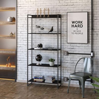 Kit 3 Estantes Multiuso Escritório Industrial 5 Prateleiras Areta 186x80cm C01 Onix - Lyam Decor
