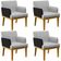 Kit 4 Poltronas Decorativas Para Sala de Estar Beatriz W01 Linho Cinza Couríssimo Preto - Lyam Decor