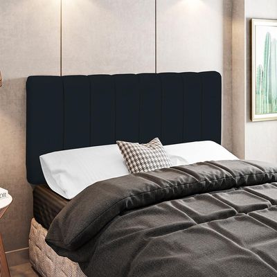 Cabeceira Cama Box Painel Casal 140 cm Dubai W01 Suede Preto - Lyam Decor