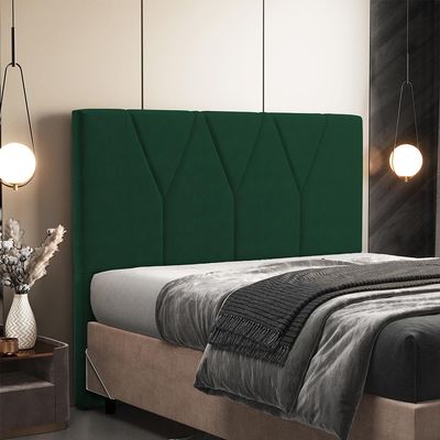 Cabeceira Cama Box Casal  King 195 cm Aurora W01 Suede Verde Musgo - Lyam Decor