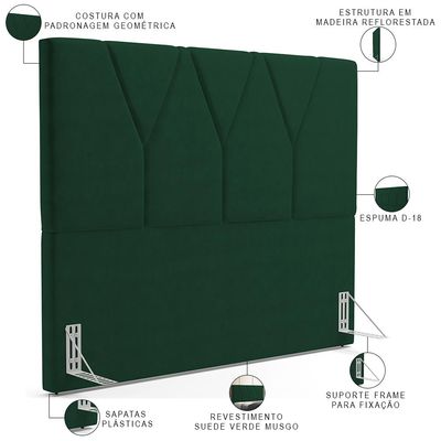 Cabeceira Cama Box Casal 140 cm Aurora W01 Suede Verde Musgo - Lyam Decor