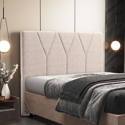 Cabeceira Cama Box Casal King 195 cm Aurora W01 Suede Bege - Lyam Decor