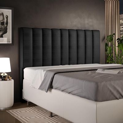 Cabeceira Cama Box Casal King 195 cm Dália W01 Facto Preto Metalizado - Lyam Decor