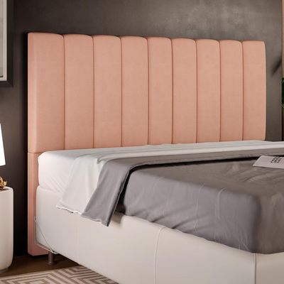 Cabeceira Cama Box Casal King 195 cm Dália W01 Linho Rosê - Lyam Decor