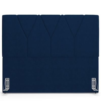 Cabeceira Cama Box Casal King 195 cm Aurora W01 Suede Azul Marinho - Lyam Decor