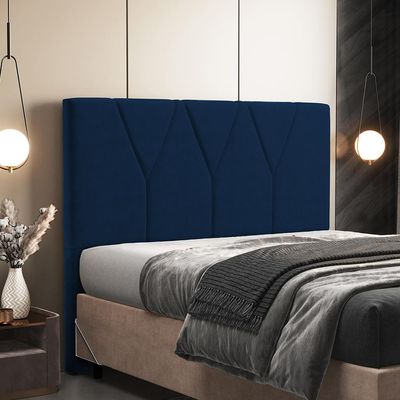 Cabeceira Cama Box Casal King 195 cm Aurora W01 Suede Azul Marinho - Lyam Decor