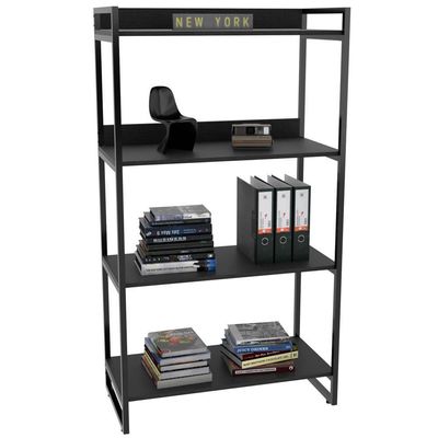 Estante Multiuso 4 Prateleiras Escritório Estilo Industrial Form C01 146x80 cm Preto Onix - Lyam Decor
