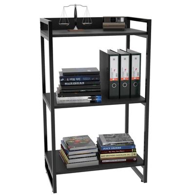 Kit Mesa Para Escritório com Estante Office Estilo Industrial Form C01 120 cm Preto Onix - Lyam Decor