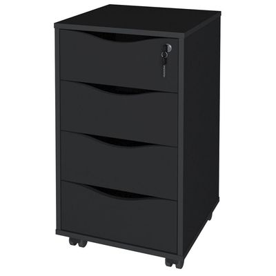 Gaveteiro Para Escritório Office com Rodízios 04 Gavetas Bit A02 Preto - Lyam Decor