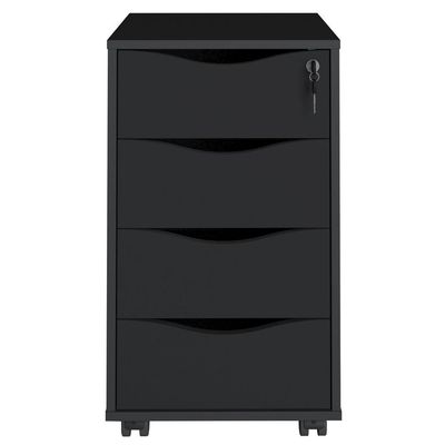 Gaveteiro Para Escritório Office com Rodízios 04 Gavetas Bit A02 Preto - Lyam Decor