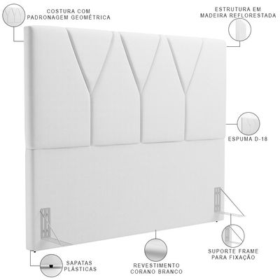 Cabeceira Cama Box Casal 140 cm Aurora W01 Corano Branco - Lyam Decor