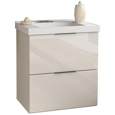 Armário Balcão Gabinete Para Banheiro 60cm Com 03 Gavetas Pietra B06 Branco Brilho - Lyam Decor