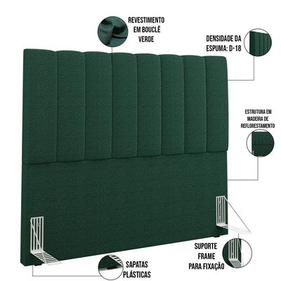 Cabeceira Cama Box Casal 140 cm Dália W01 Bouclê Verde - Lyam Decor