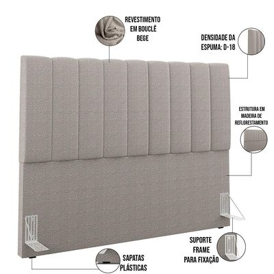 Cabeceira Cama Box Casal Queen 160 cm Dália W01 Bouclê Bege - Lyam Decor