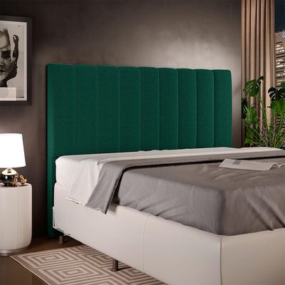 Cabeceira Cama Box Casal Queen 160 cm Dália W01 Bouclê Verde - Lyam Decor