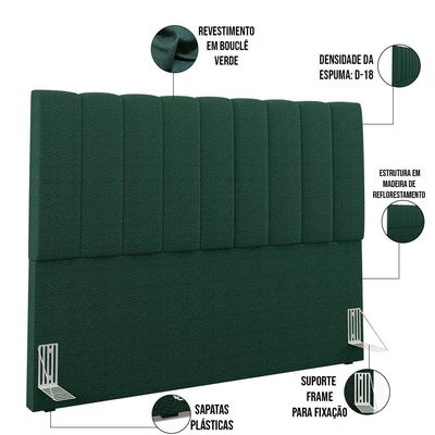 Cabeceira Cama Box Casal Queen 160 cm Dália W01 Bouclê Verde - Lyam Decor